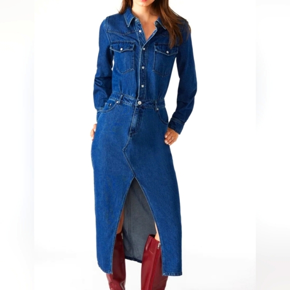 STEVE MADDEN Dakoda Denim Maxi Dress. NWT MSRP $139 - Picture 1 of 9